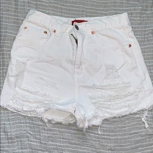 High waisted white ripped jean shorts sz m